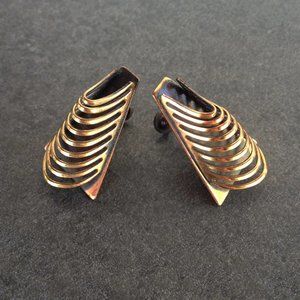 Vintage 60's Abstract Modernist Copper Earrings
